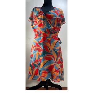 Adelyn Rae Dress Abstract Floral Print Party Cocktail Casual wrap colorful